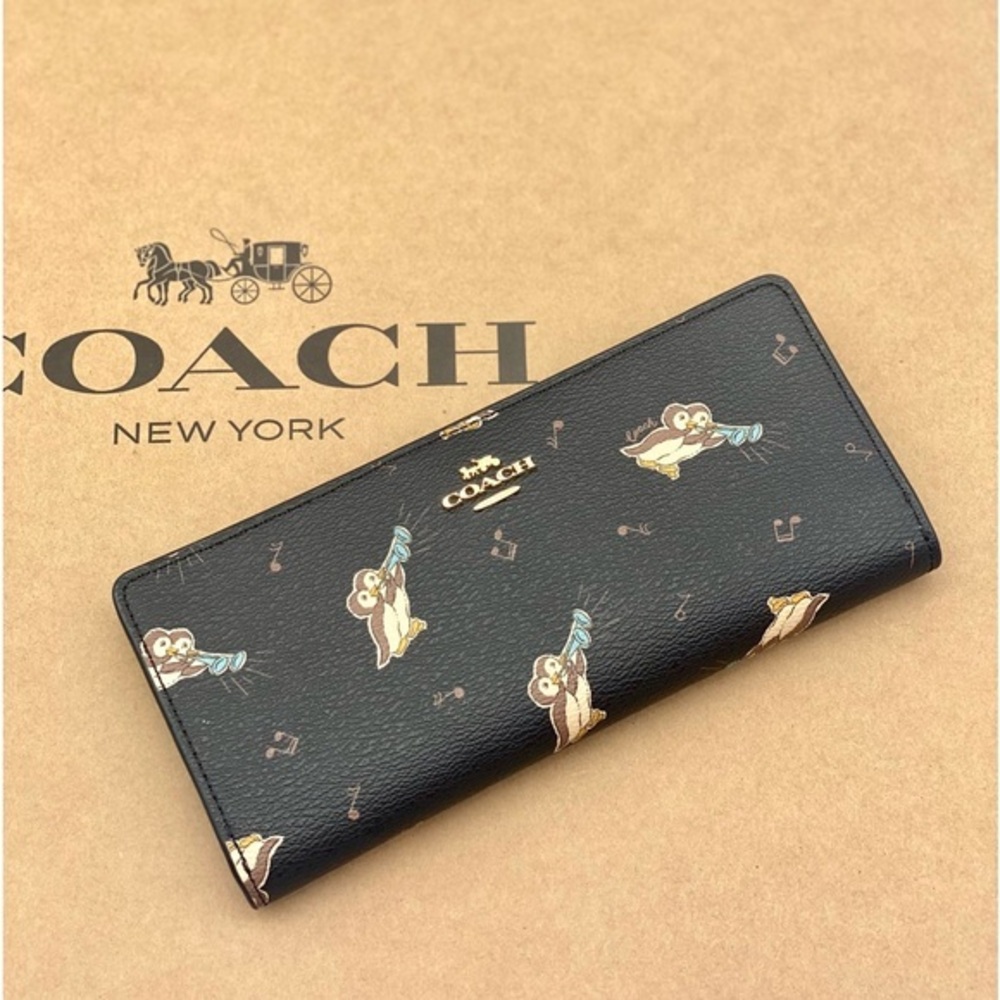 Coach Slim Wallet With Penguin Print